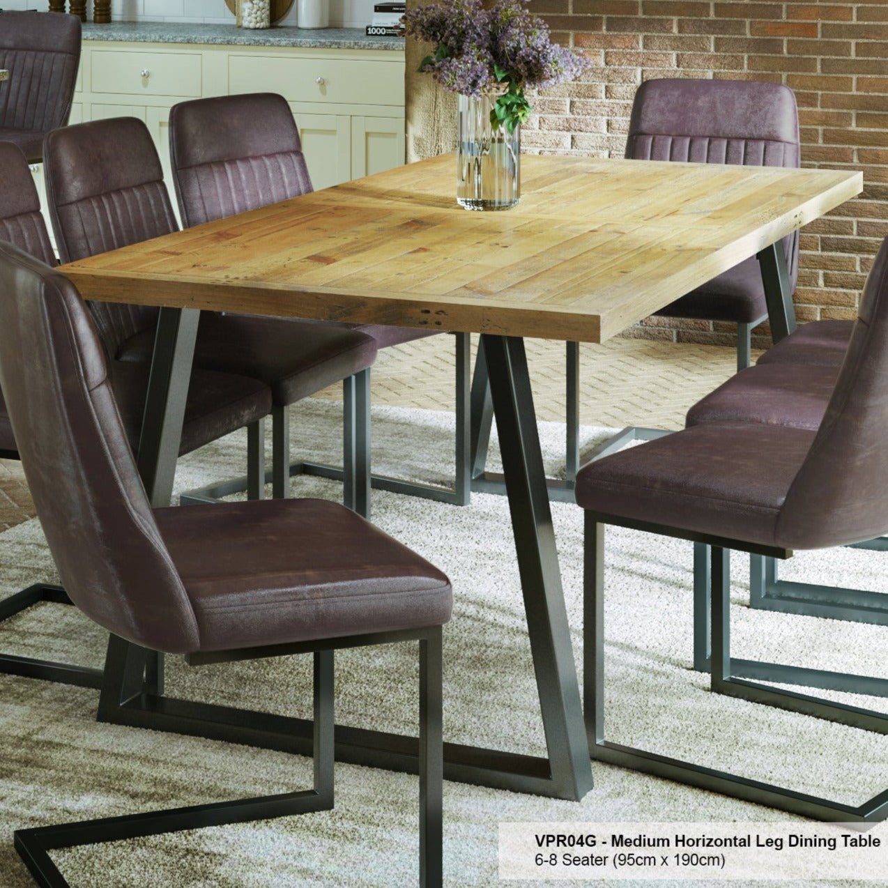 Urban Elegance - Reclaimed Dining Table - MEDIUM (Horizontal Leg) 6-8 seater - Duck Barn Interiors