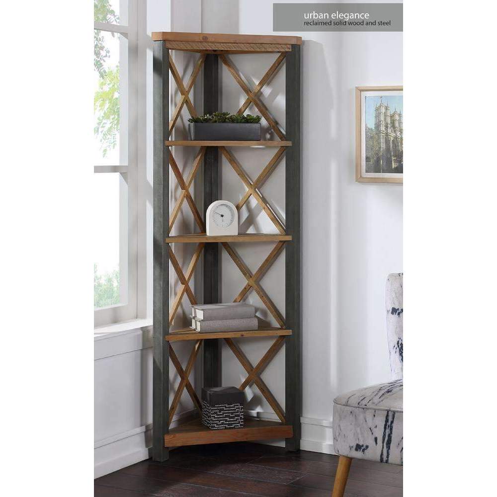 Urban Elegance - Reclaimed Large Corner Bookcase - Duck Barn Interiors