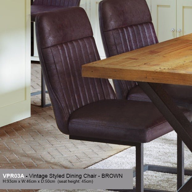 Vintage Brown Leather Dining Chair (Pack of Two) - Duck Barn Interiors