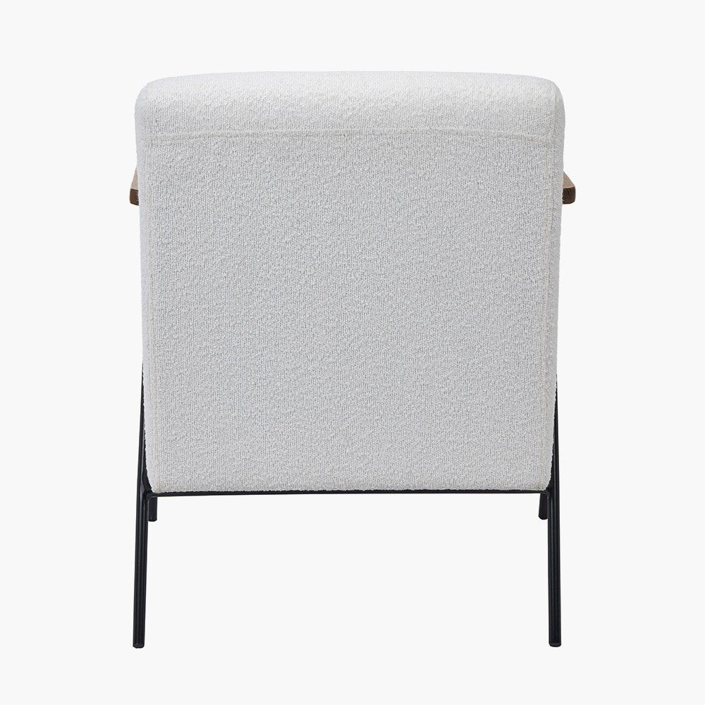 White Accent Chair with Wooden Arms and Black Legs - Duck Barn Interiors