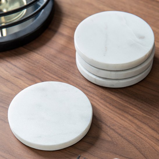 White Marble Round Coasters (Set of 4) - Duck Barn Interiors