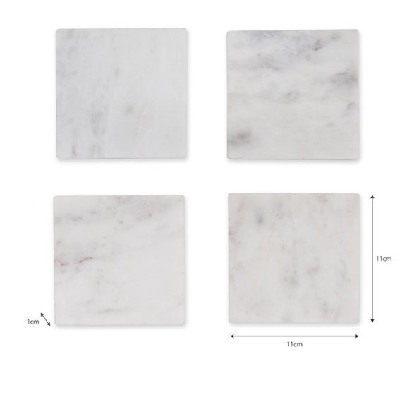 White Marble Square Coasters (Set of 4) - Duck Barn Interiors