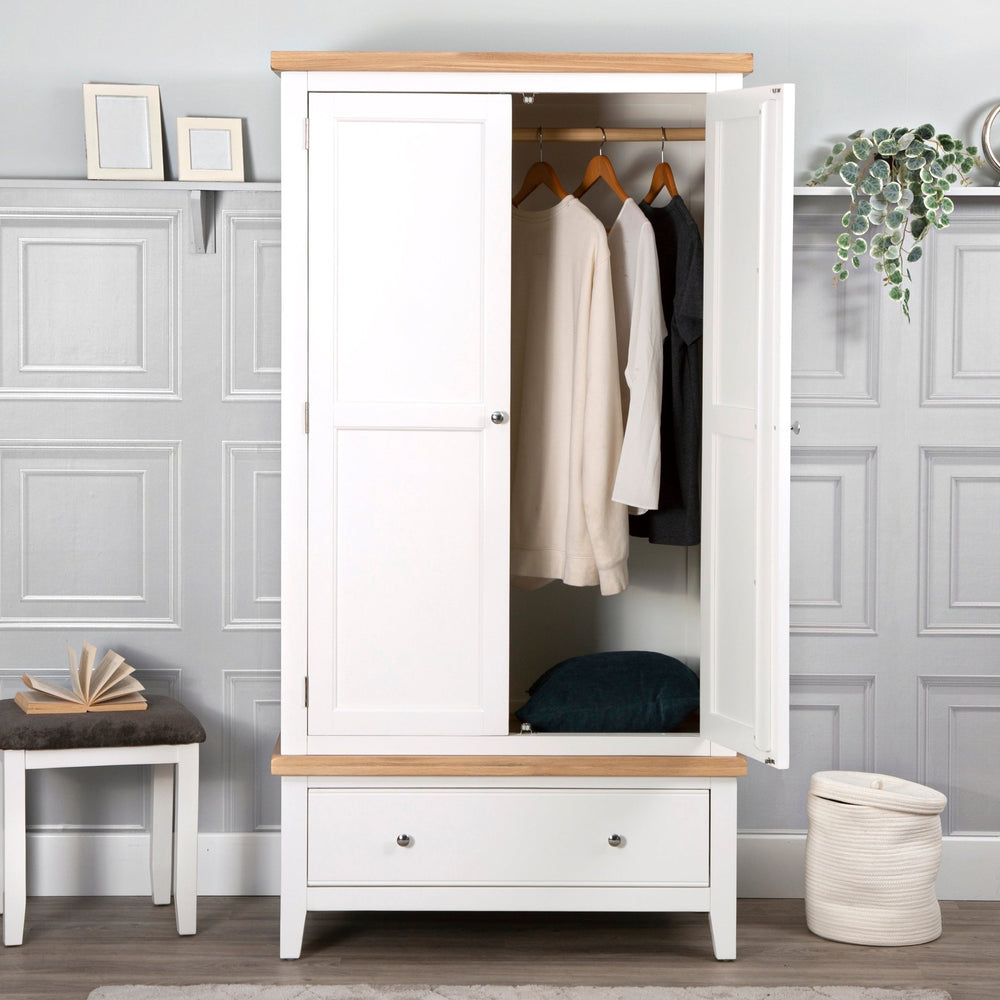 Windsor White 2 Door Wardrobe1 - Duck Barn Interiors