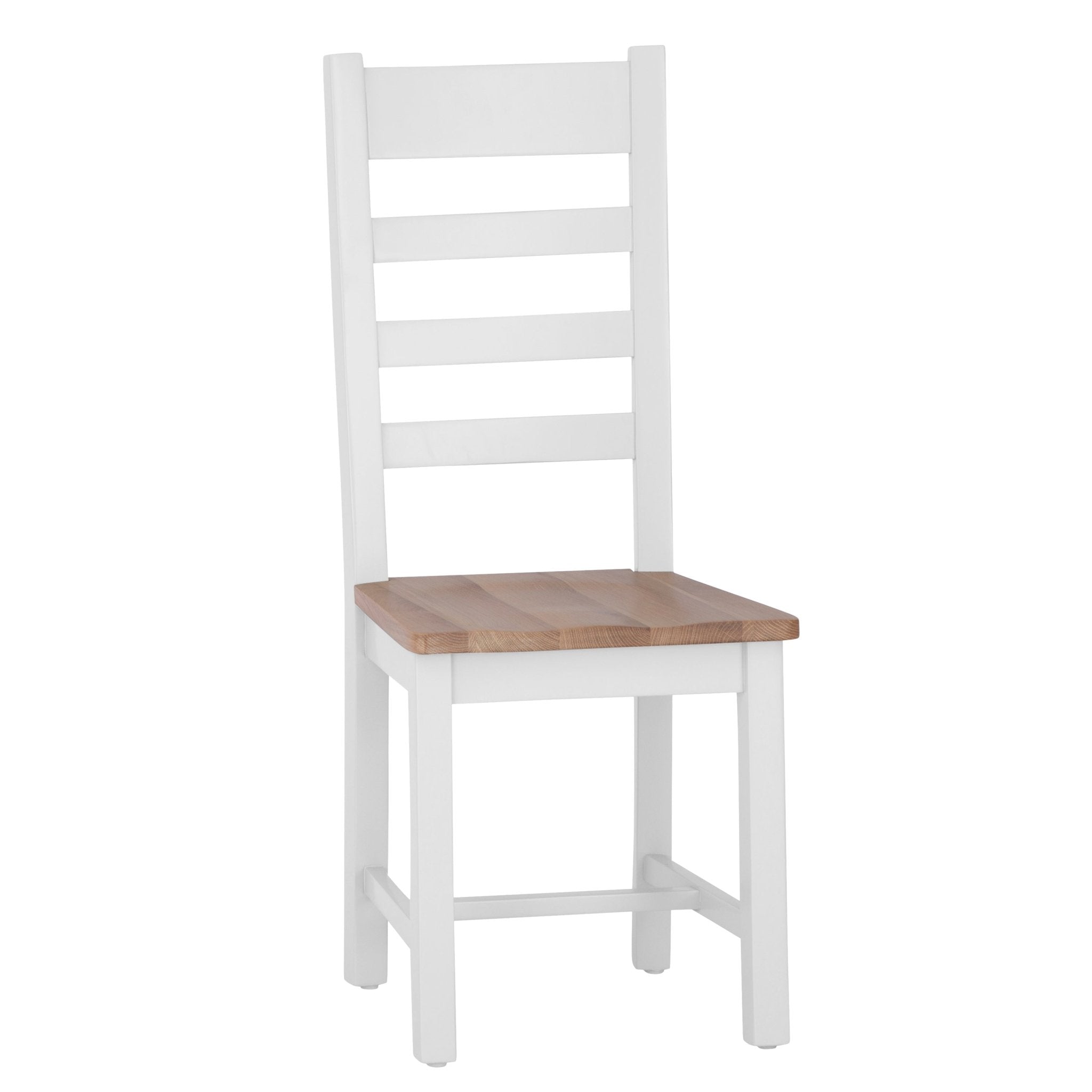 Windsor White Ladder Back Chair Wooden Seat - Duck Barn Interiors