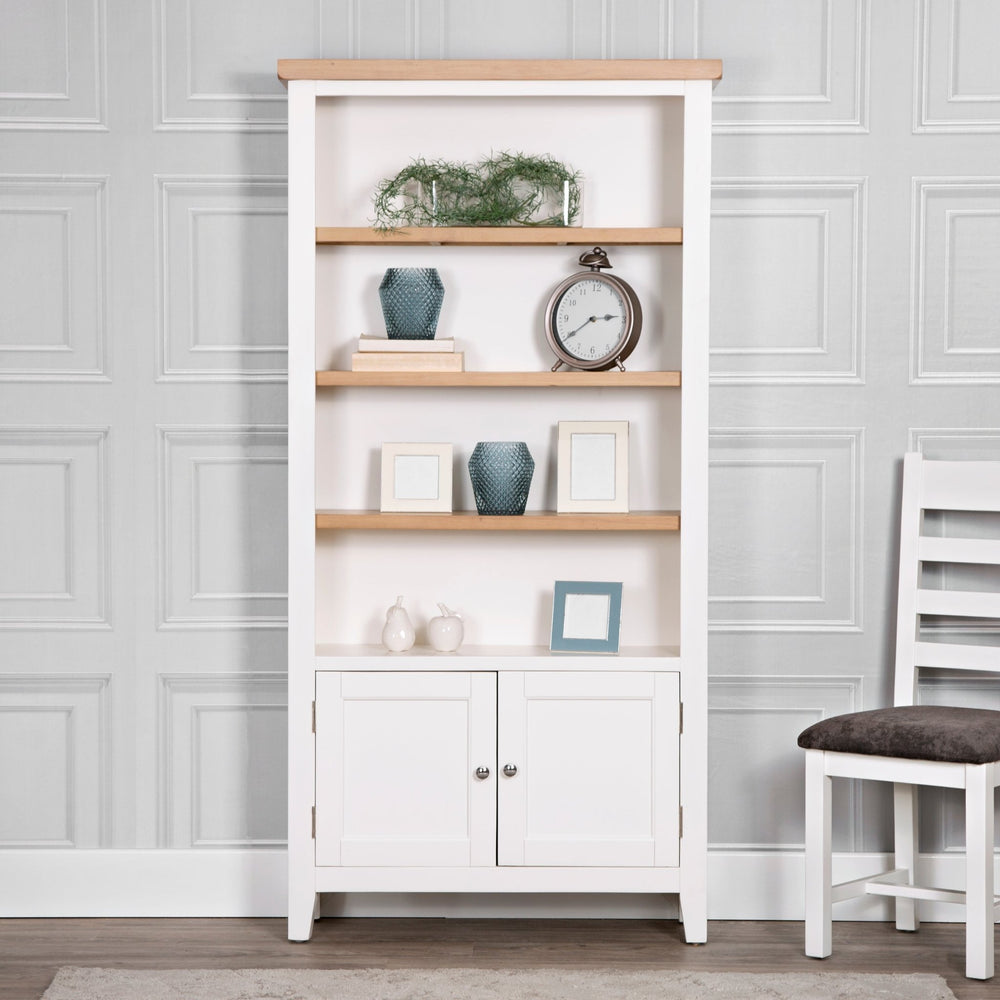 Windsor White Large Wide Bookcase1 - Duck Barn Interiors